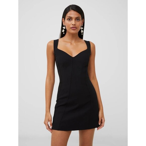 French Connection Whisper Ruth Mini Dress Womens Size 2 Black Sweetheart Lined - Picture 1 of 4